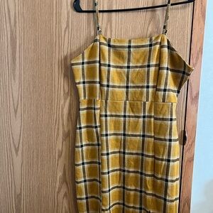 Ultra Flirt Mustard Plaid Midi Dress
